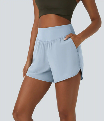 Breezeful™ High Waisted Pocket Quick Dry Casual Shorts 4"