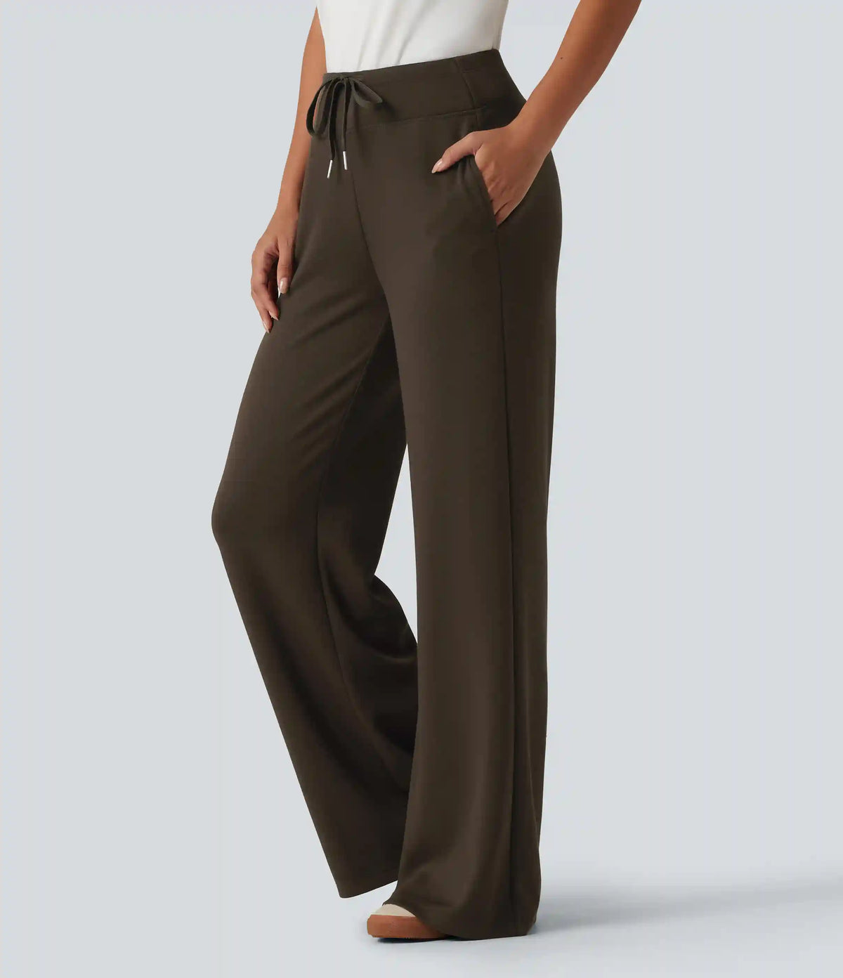 Mid Rise Drawstring Bootcut Casual Sweatpants with Pockets