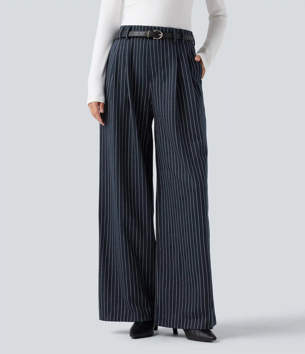 Halara Flex™ High Waisted Stripes Work Baggy Pants with Pockets