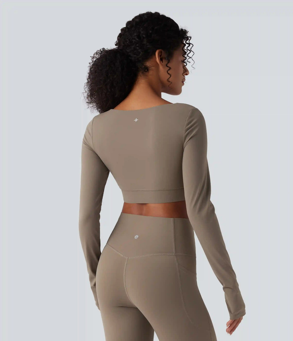 Halara UltraSculpt™ Push-Up Long Sleeve Thumb Holes Crossover Hem Cropped Workout Sports Top