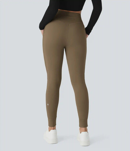 SoftlyZero™ Plush High Waisted Drawstring Pocket Plain Full Length Joggers