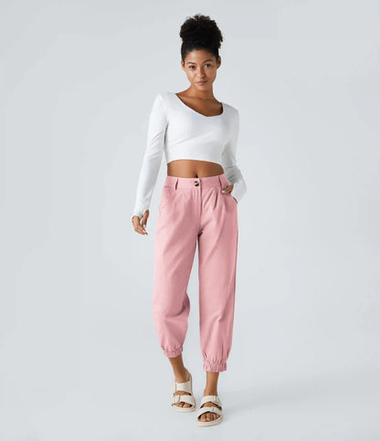 Mid Rise Casual Joggers with Pockets