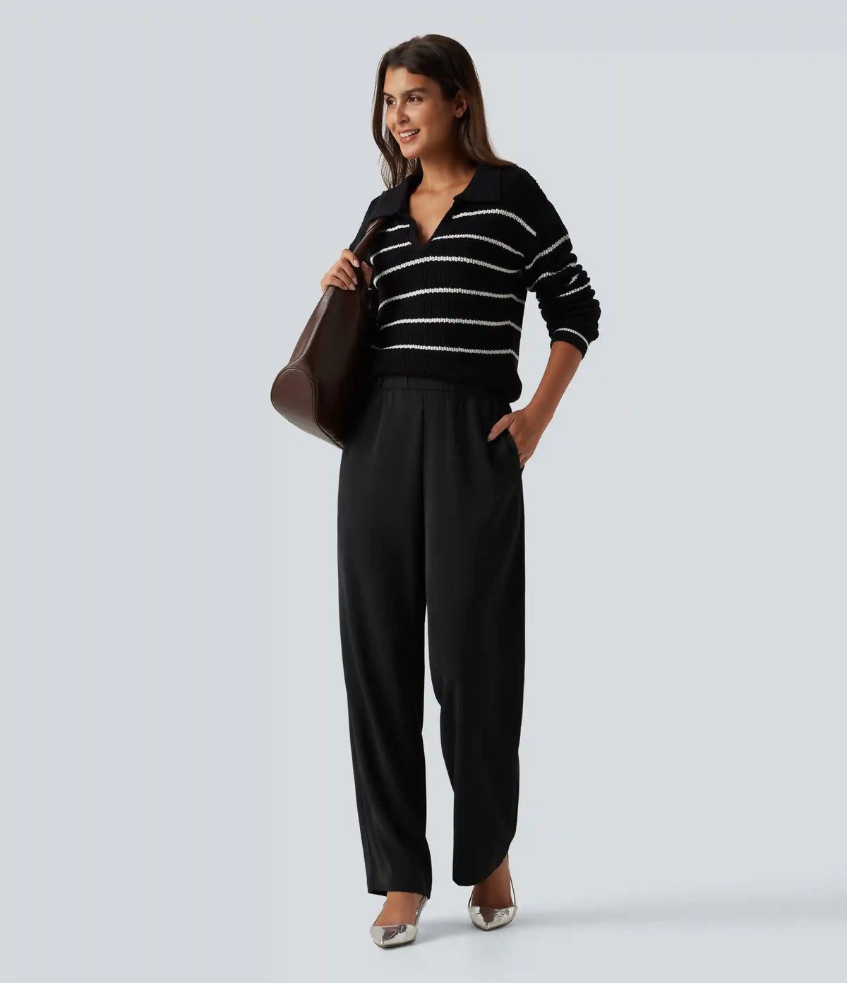 High Waisted Work Tapered Pants with Pockets