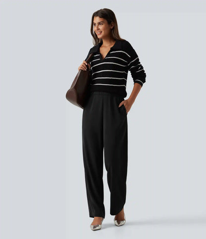 High Waisted Work Tapered Pants with Pockets