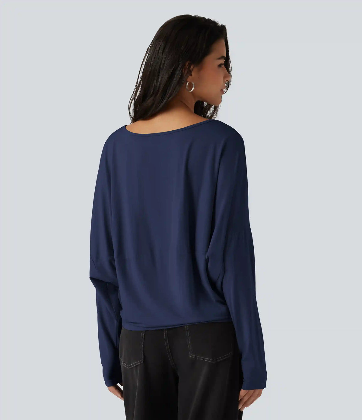 Round Neck Long Sleeve Relaxed Casual Top