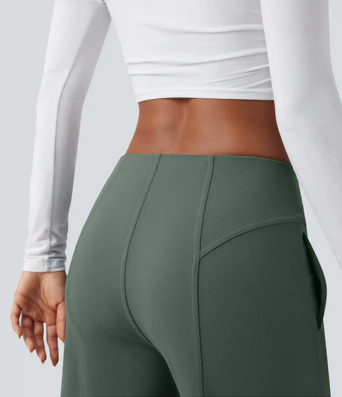 DayStretch Mid Rise Wide Leg Baggy Casual Pants with Pockets