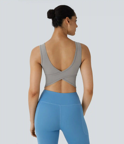 U Neck Crossover Barre Ballet Dance Tank Top A-D Cups