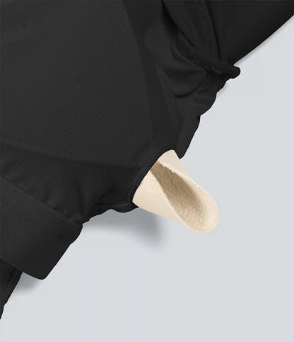 SoftlyZero™ Plush Round Neck Thumb Hole Long Sleeve Yoga Sports Top with Built-in Bra