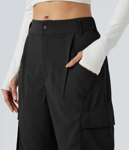 Mid Rise Casual Cargo Joggers with Pockets
