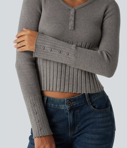 V Neck Long Sleeve Casual Sweater