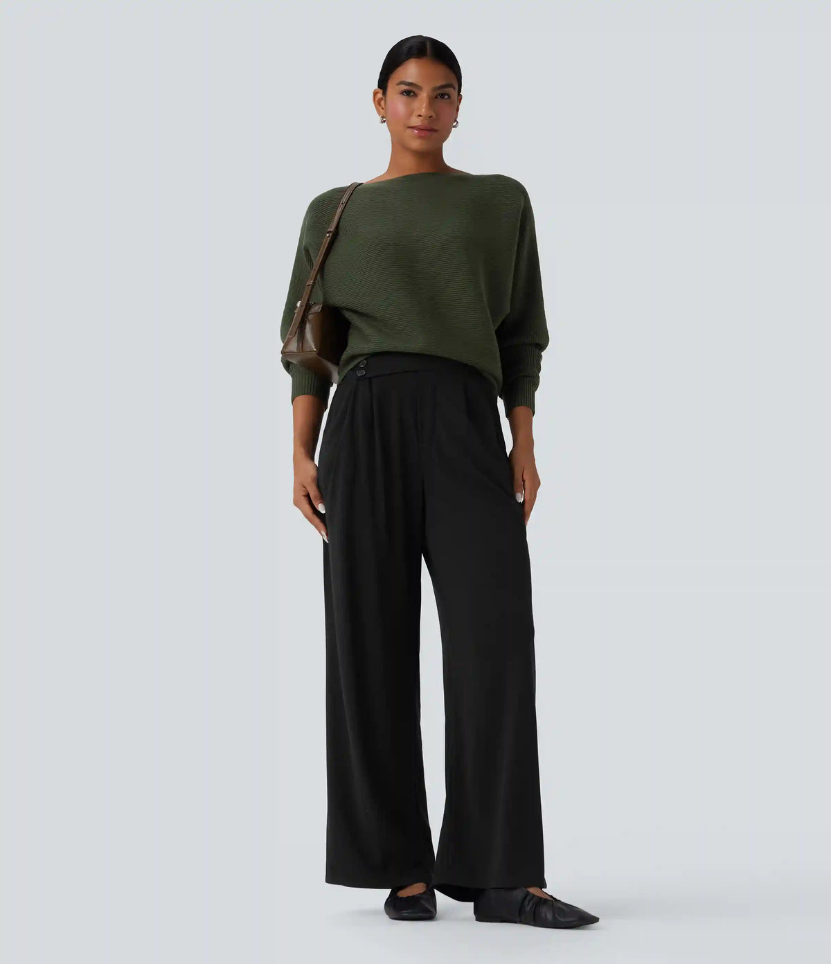 Boat Neck Batwing Sleeve Casual Sweater