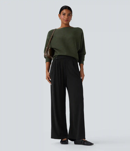 Boat Neck Batwing Sleeve Casual Sweater