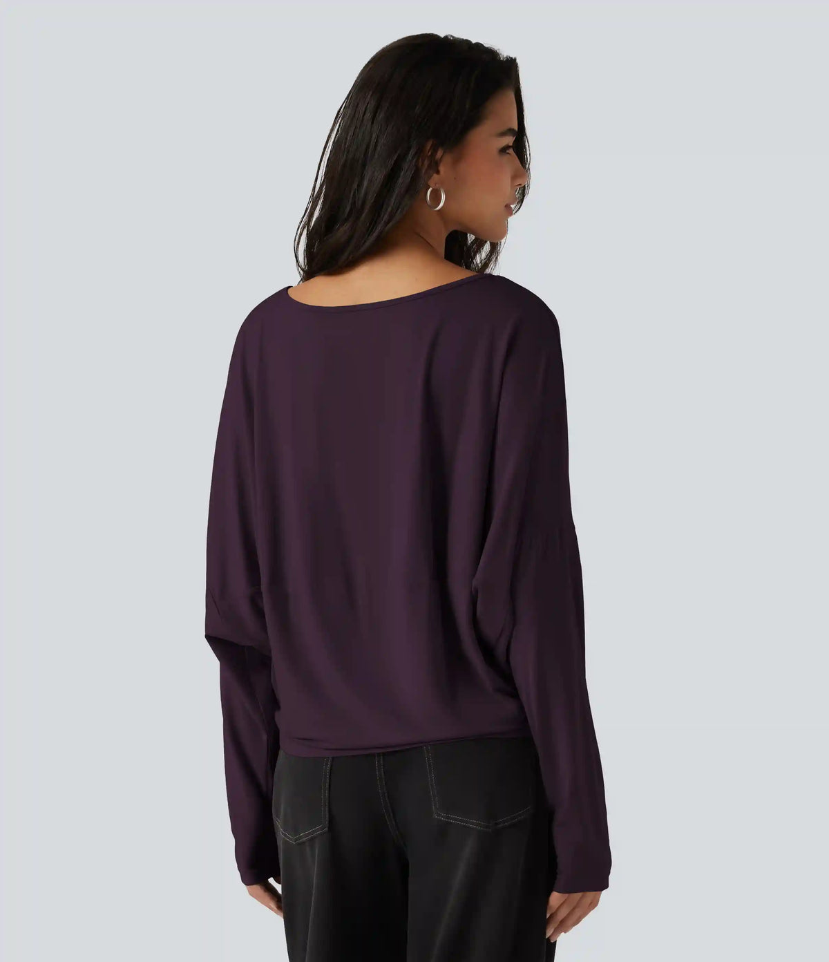 Round Neck Long Sleeve Relaxed Casual Top