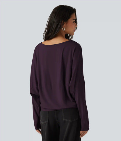 Round Neck Long Sleeve Relaxed Casual Top
