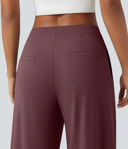 Halara Flex™ DayStretch Asymmetric Mid Rise Barrel Leg Work Pants with Pockets