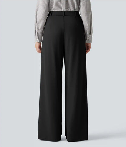 High Waisted Pleated Baggy Work Pants with Pockets