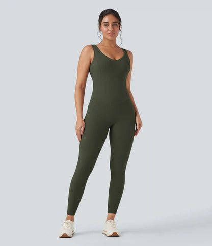 Halara UltraSculpt™ V Neck Tummy Control Butt Lifting Workout Jumpsuit with Pockets