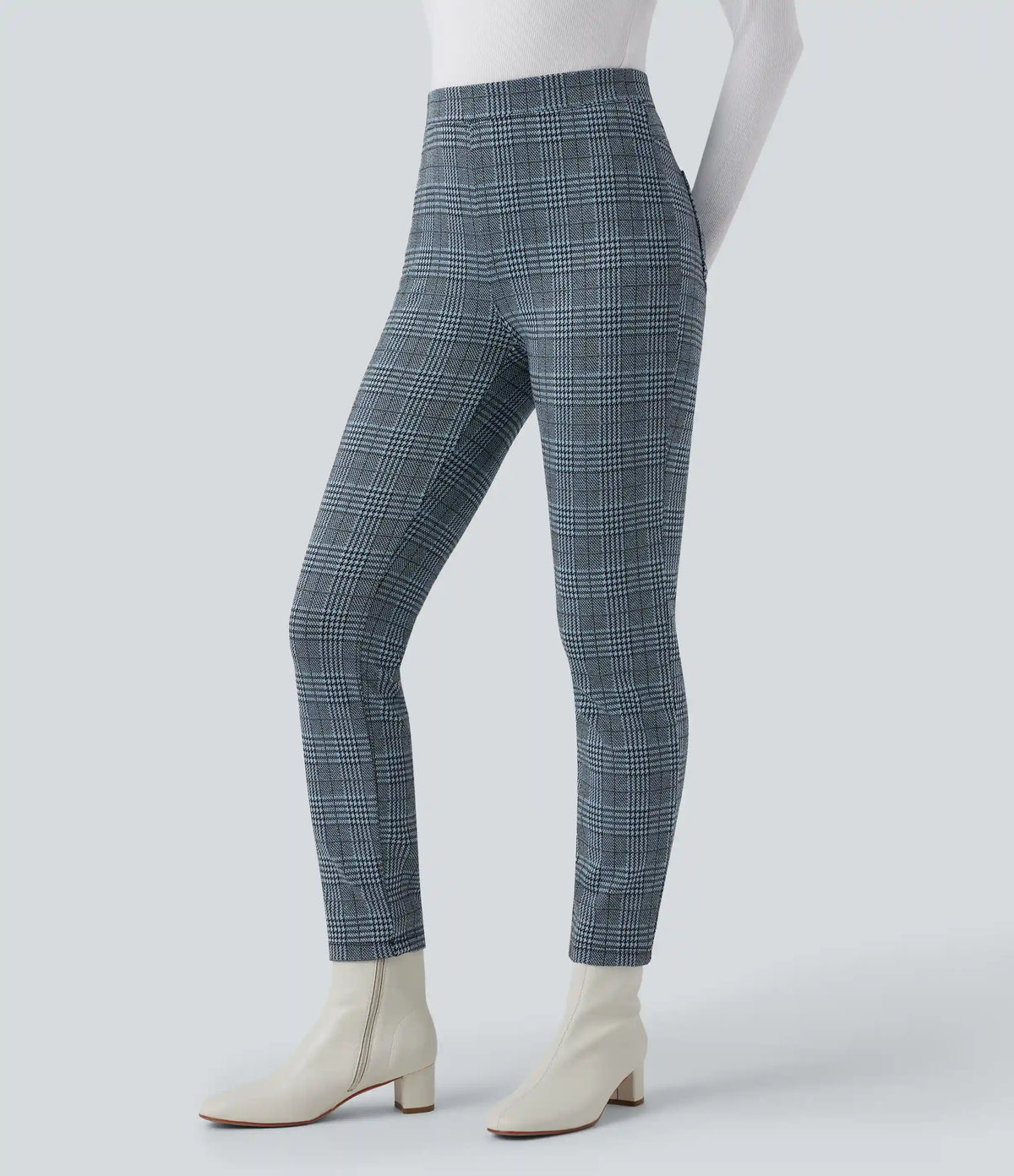 Halara Flex™ High Waisted Pocket Houndstooth Plaid Skinny Work Pants