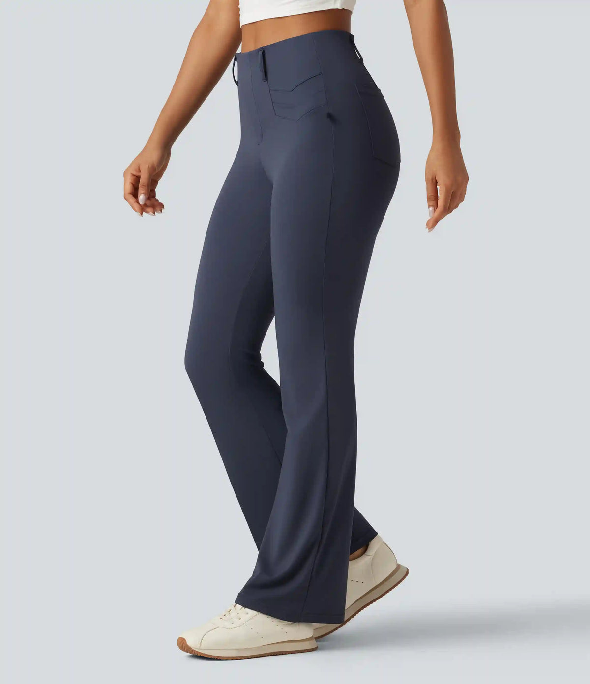 High Waisted InstantCool Quick Dry Flare Golf Pants with Pockets-UPF50+