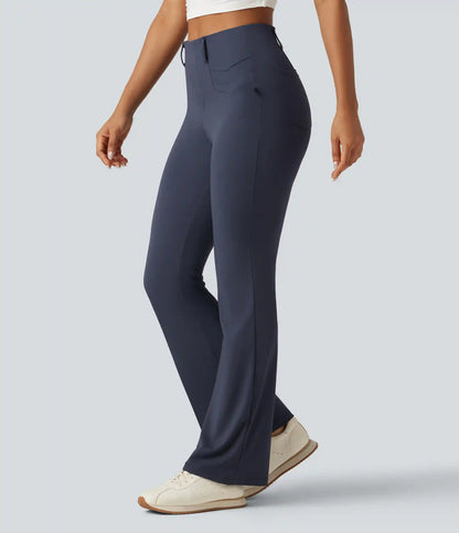 High Waisted InstantCool Quick Dry Flare Golf Pants with Pockets-UPF50+