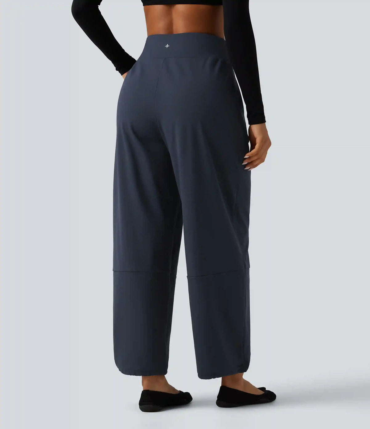 High Waisted Adjustable Drawcord Wide Leg Yoga Pants with Pockets