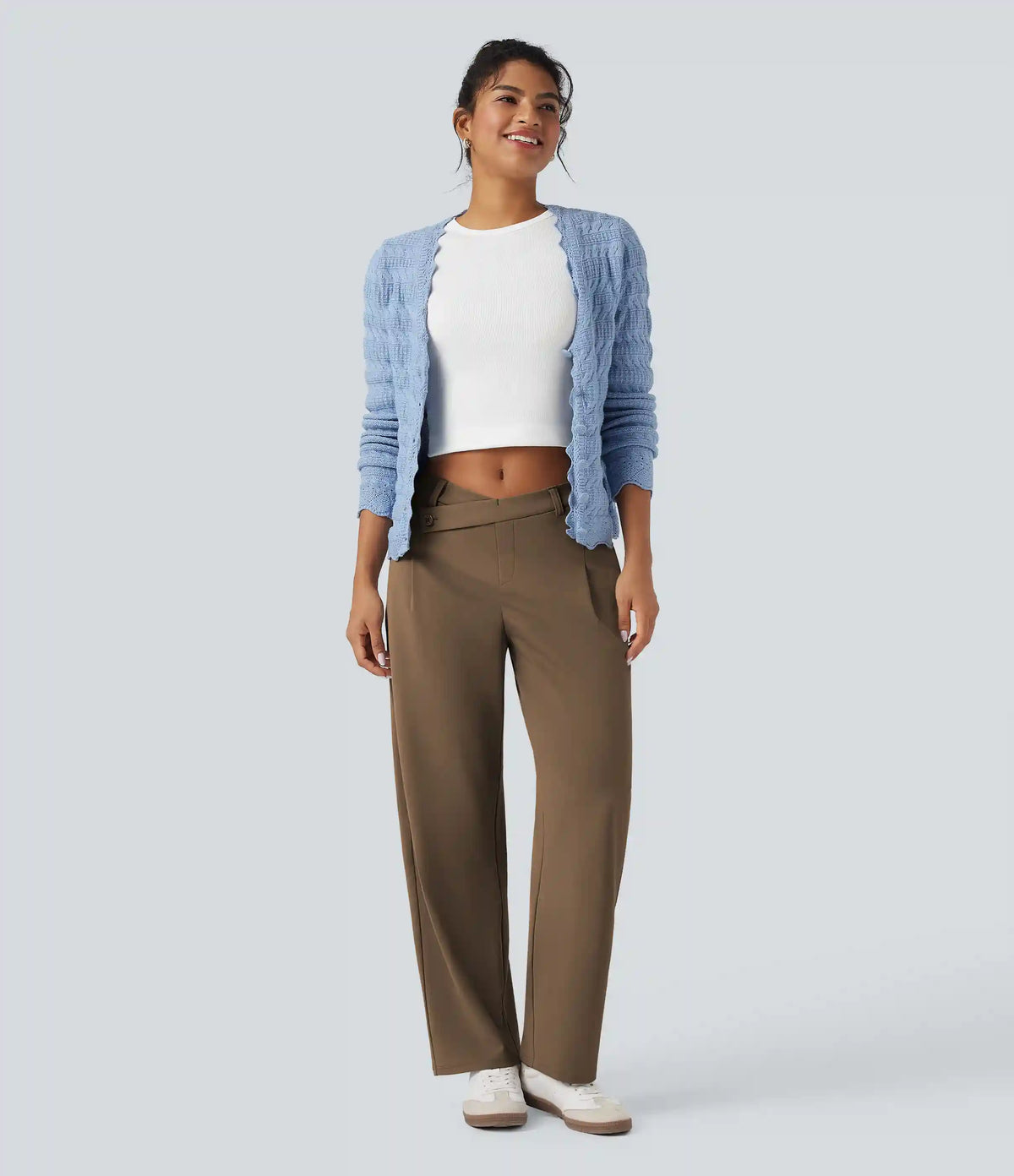 Halara Flex™ DayStretch Asymmetric Mid Rise Barrel Leg Work Pants with Pockets