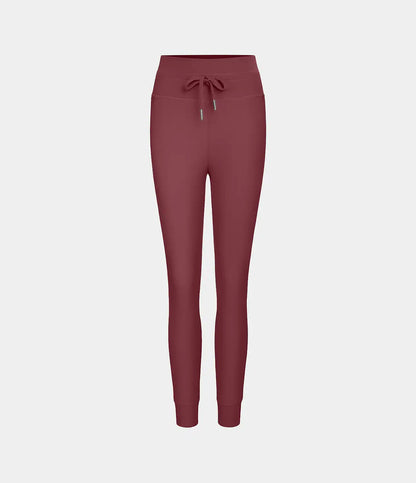 SoftlyZero™ Plush High Waisted Drawstring Pocket Plain Full Length Joggers