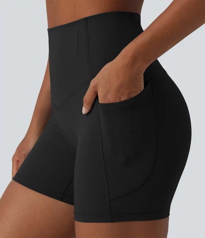 Halara UltraSculpt™ High Waisted Anti-Roll Tummy Control Shaping Workout Biker Shorts 5'' with Pockets