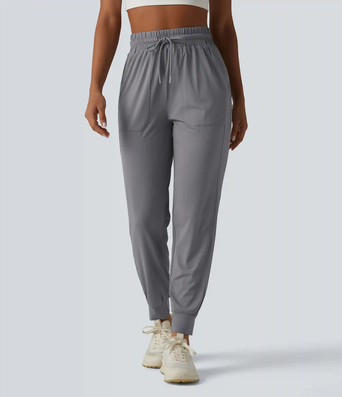 High Waisted Drawstring InstantCool Workout Joggers with Pockets-UPF50+
