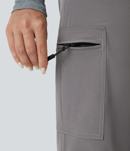 Mid Rise Zipper Pockets Casual Cargo Joggers