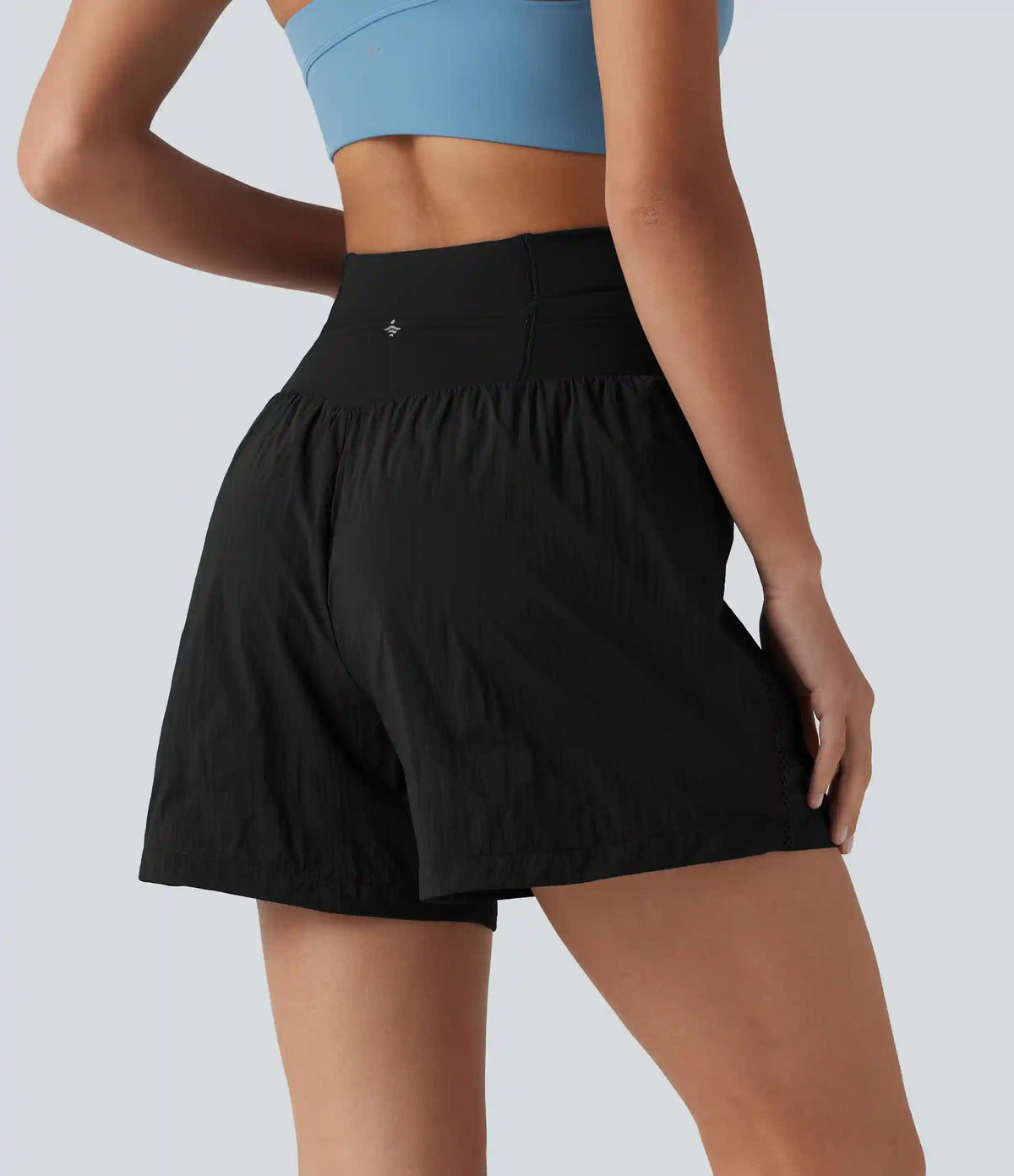 High Waisted Drawstring Eyelet Running Shorts 5'' with Pocket