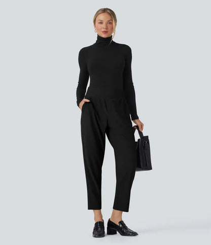 Halara Flex™ Mid Rise Tummy Control Micro Waffle Work Tapered Pants with Pockets