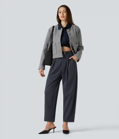 High Waisted Tapered Work Pants with Pockets