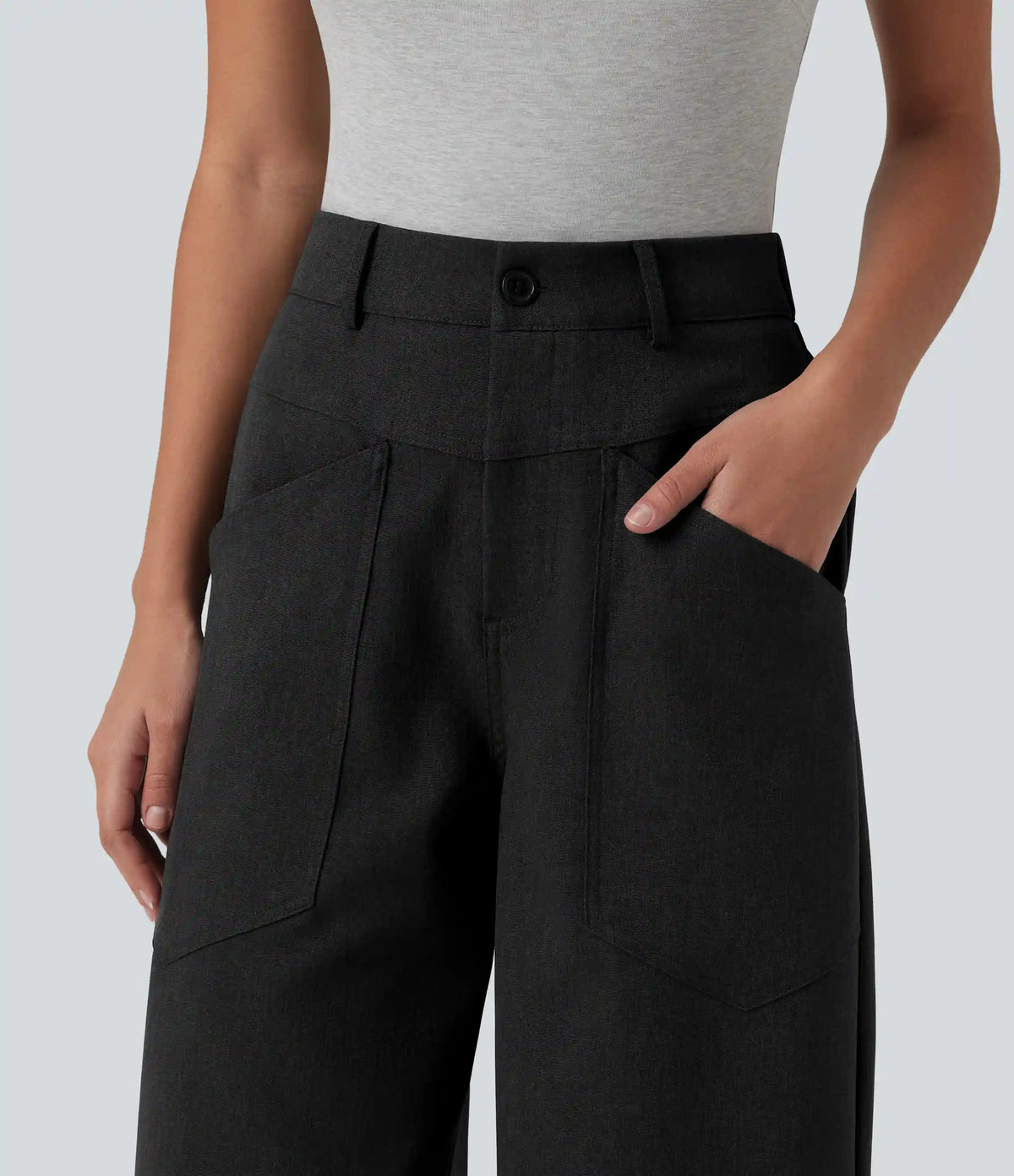 Mid Rise Work Baggy Pants with Pockets