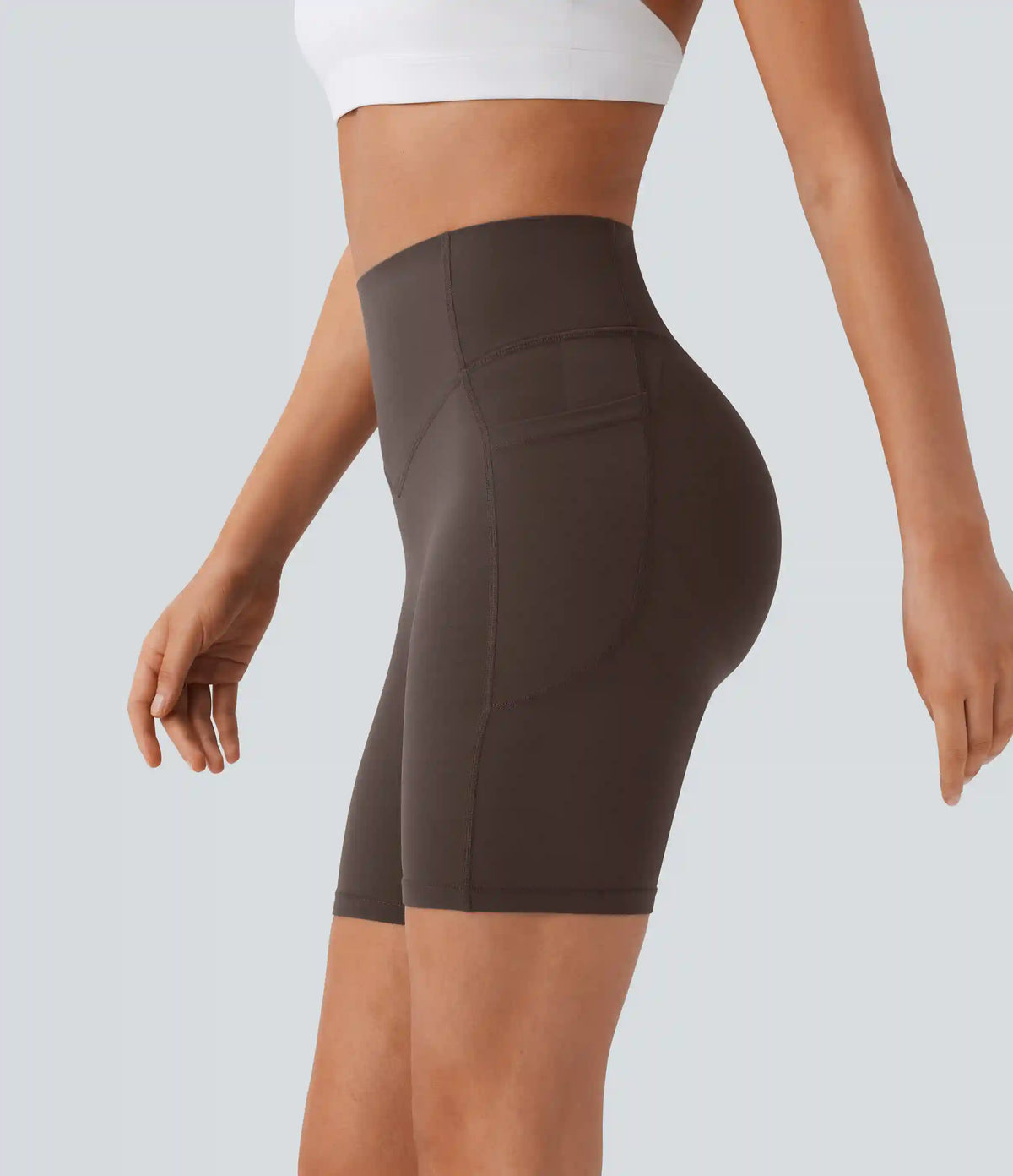 Halara UltraSculpt™ High Waisted Scrunch Butt Lifting Tummy Control Side Pocket Shaping Workout Biker Shorts 7''