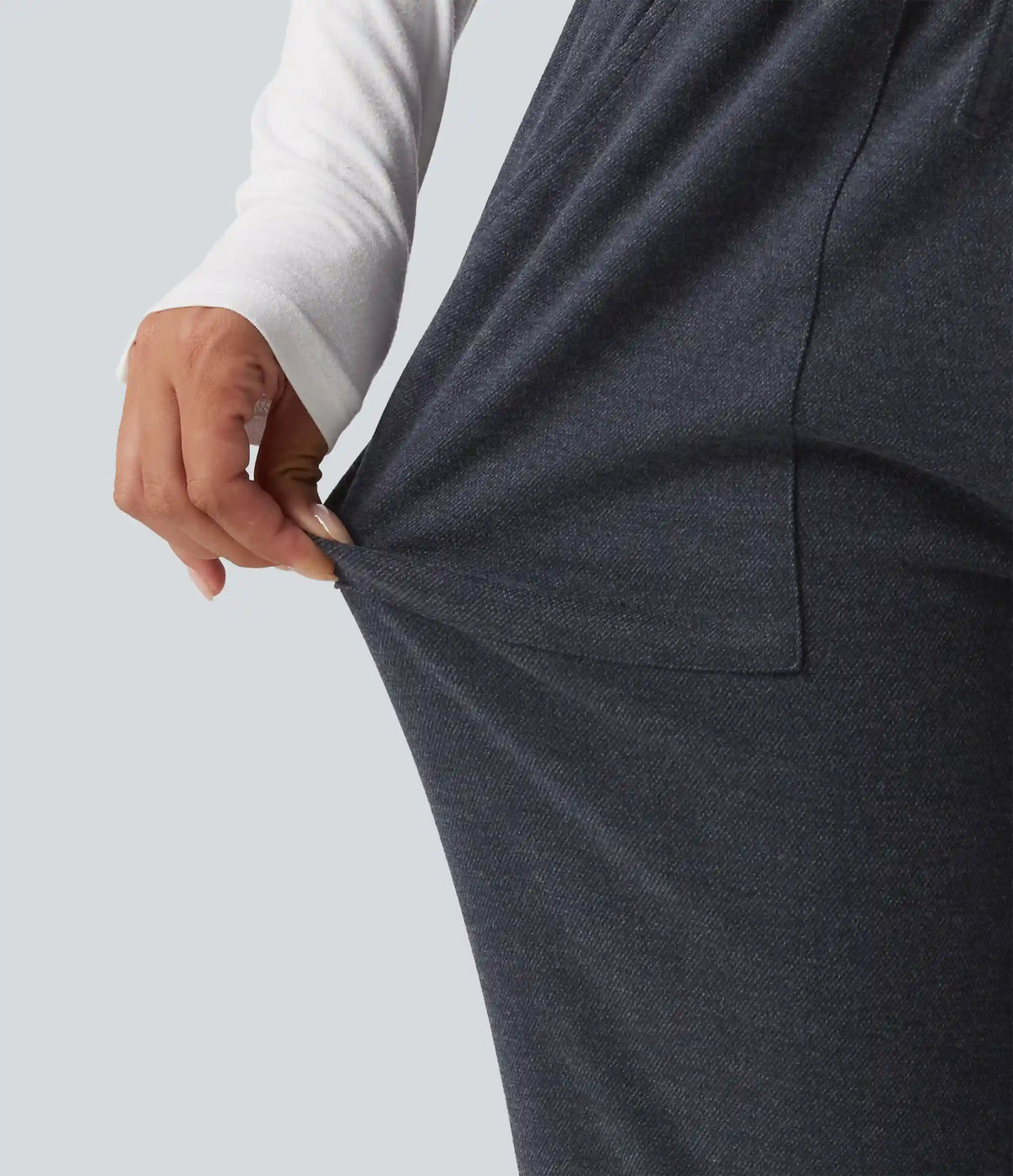 Mid Rise Drawstring Bootcut Work Pants with Pockets