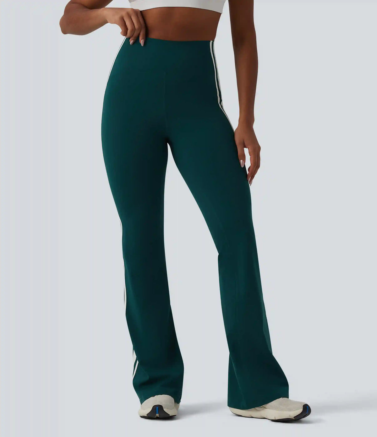 Halara UltraSculpt™ High-waisted Tummy Control Side Stripe Yoga 7/8 Flare Leggings