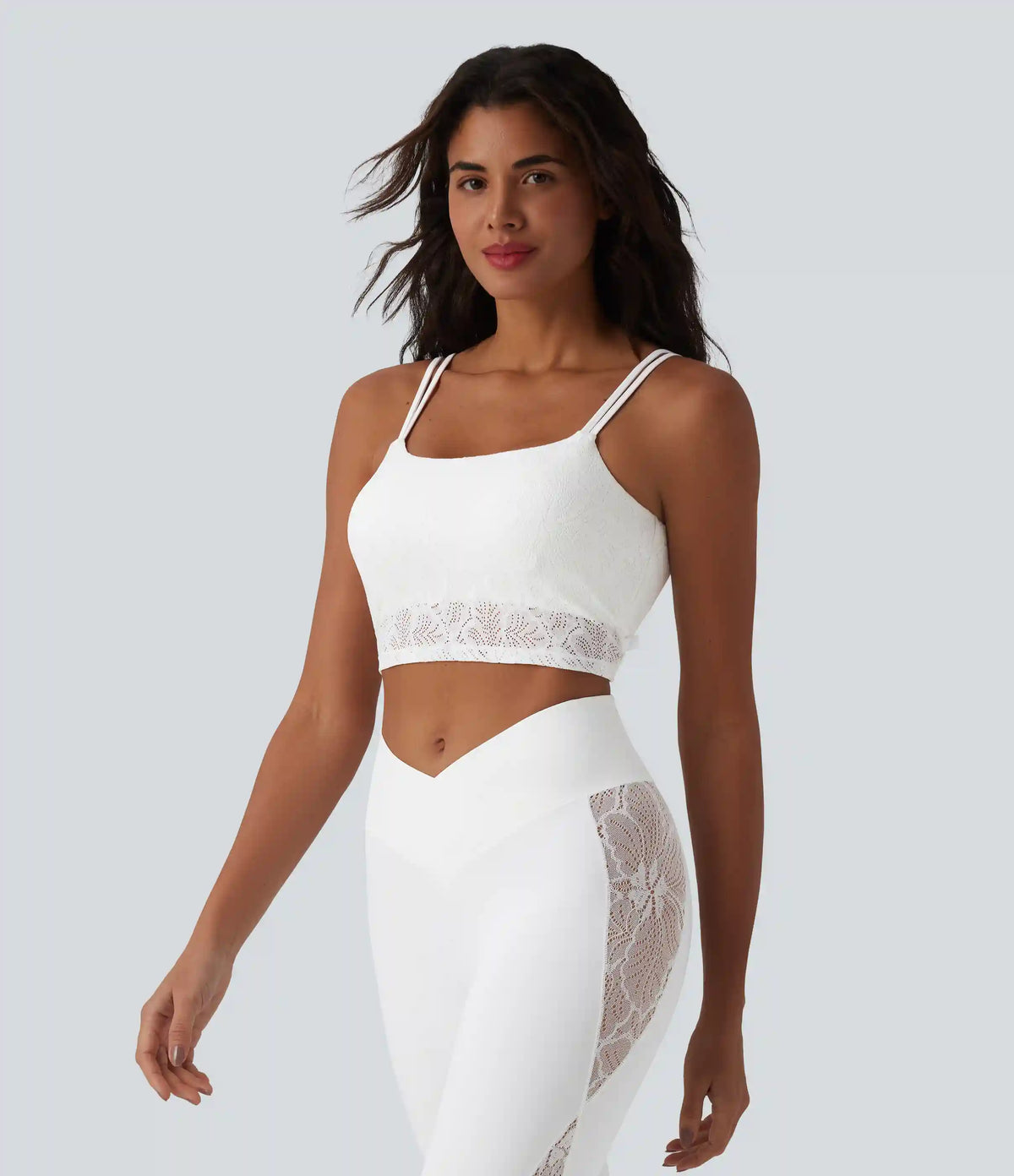 SoftlyZero™ U Neck Lace Cropped Yoga Tank Top