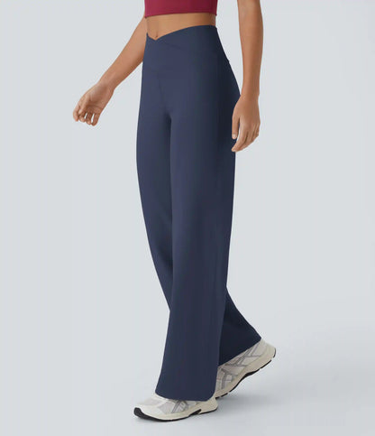 DayStretch Crossover High Waisted Pocket Wide Leg Yoga Pants