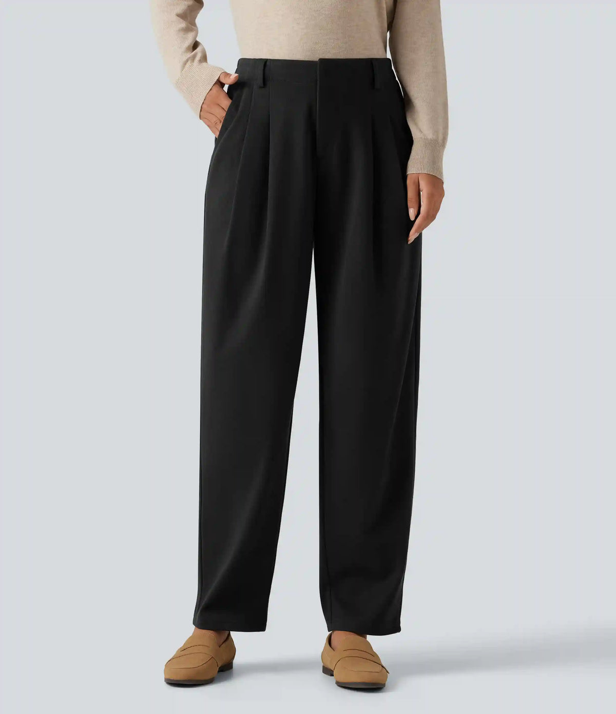 High Waisted Tapered Work Pants with Pockets