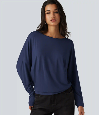 Round Neck Long Sleeve Relaxed Casual Top