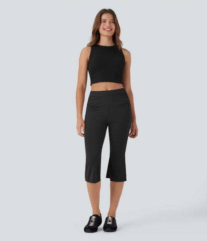 Mid Rise Capri Flare Work Pants