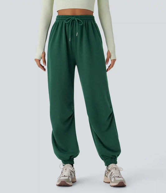 High Waisted Drawstring Pocket Running Baggy Joggers