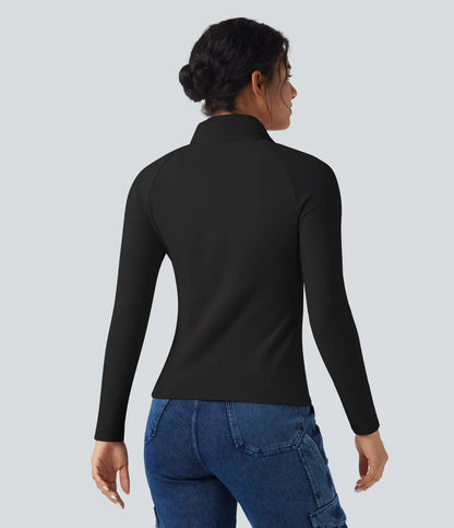 Half Zip Long Sleve Fleece Casual Top