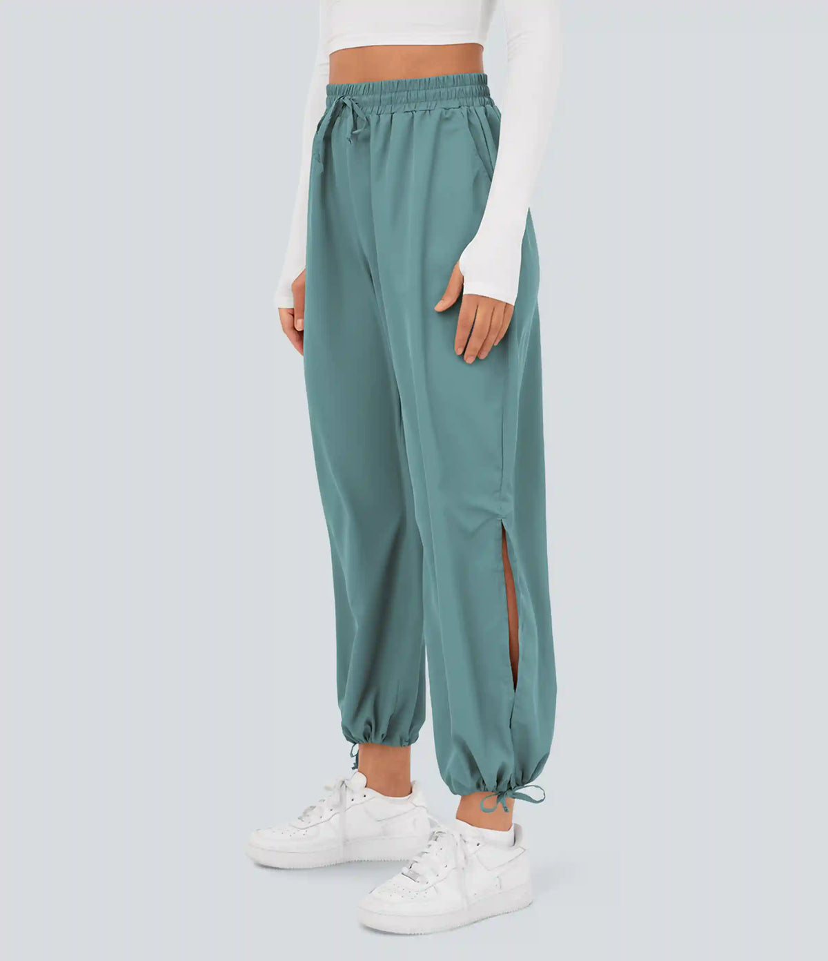 Breezeful™ High Waisted Drawstring Pocket Hem Quick Dry Casual Joggers
