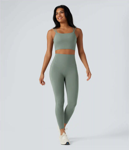 Halara UltraSculpt™ Double Straps Twisted Backless Cropped Yoga Tank Top