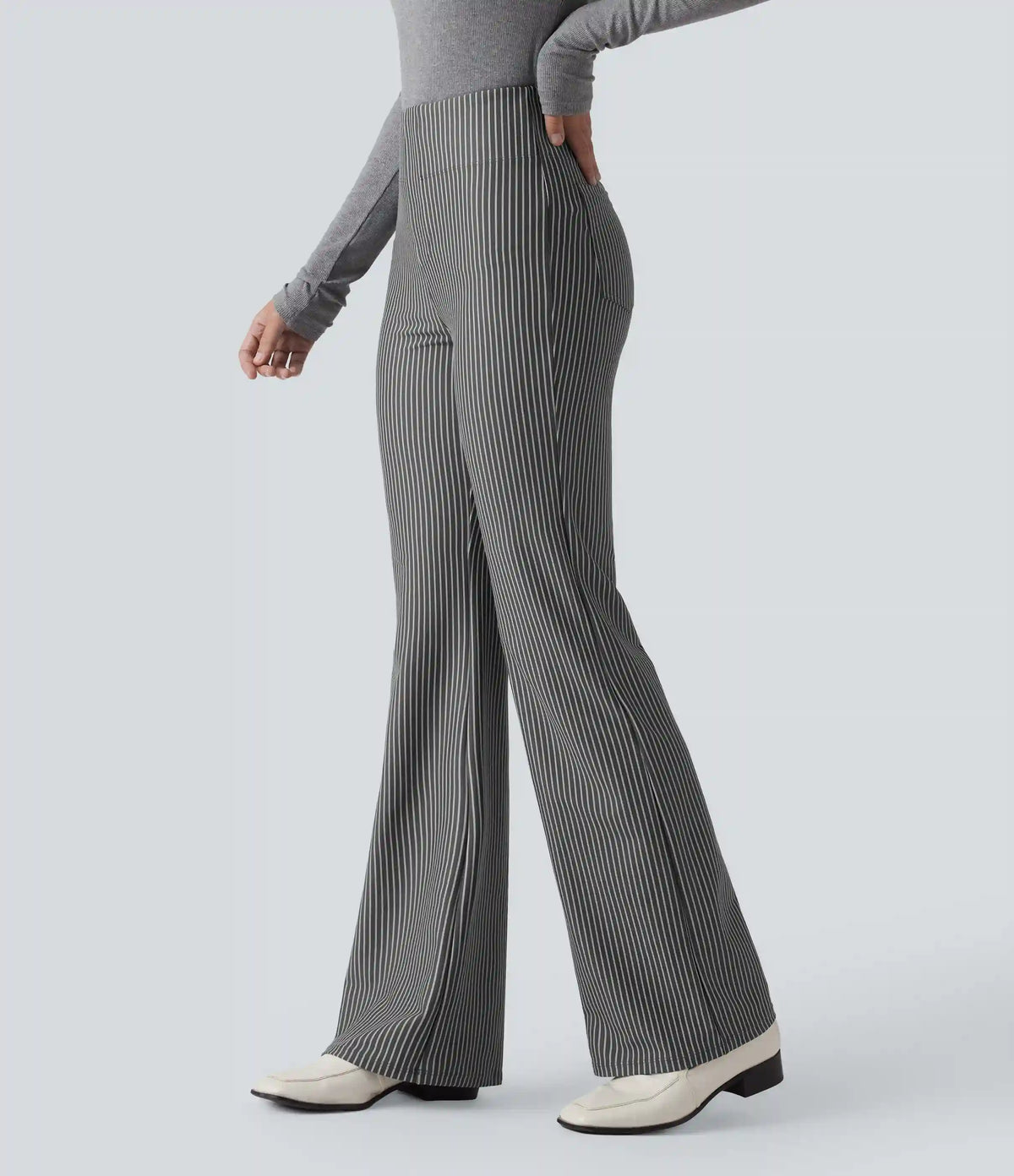 Halara Flex™ High Waisted Striped Work Flare Pants with Pockets