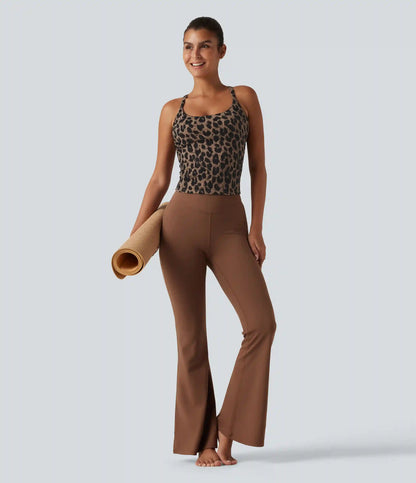 Halara UltraSculpt™ Leopard Print Scoop Neck Built-in Bra Crossover Hem Yoga Tank Top