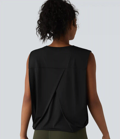 Round Neck Crossover InstantCool Yoga Tank Top-UPF50+