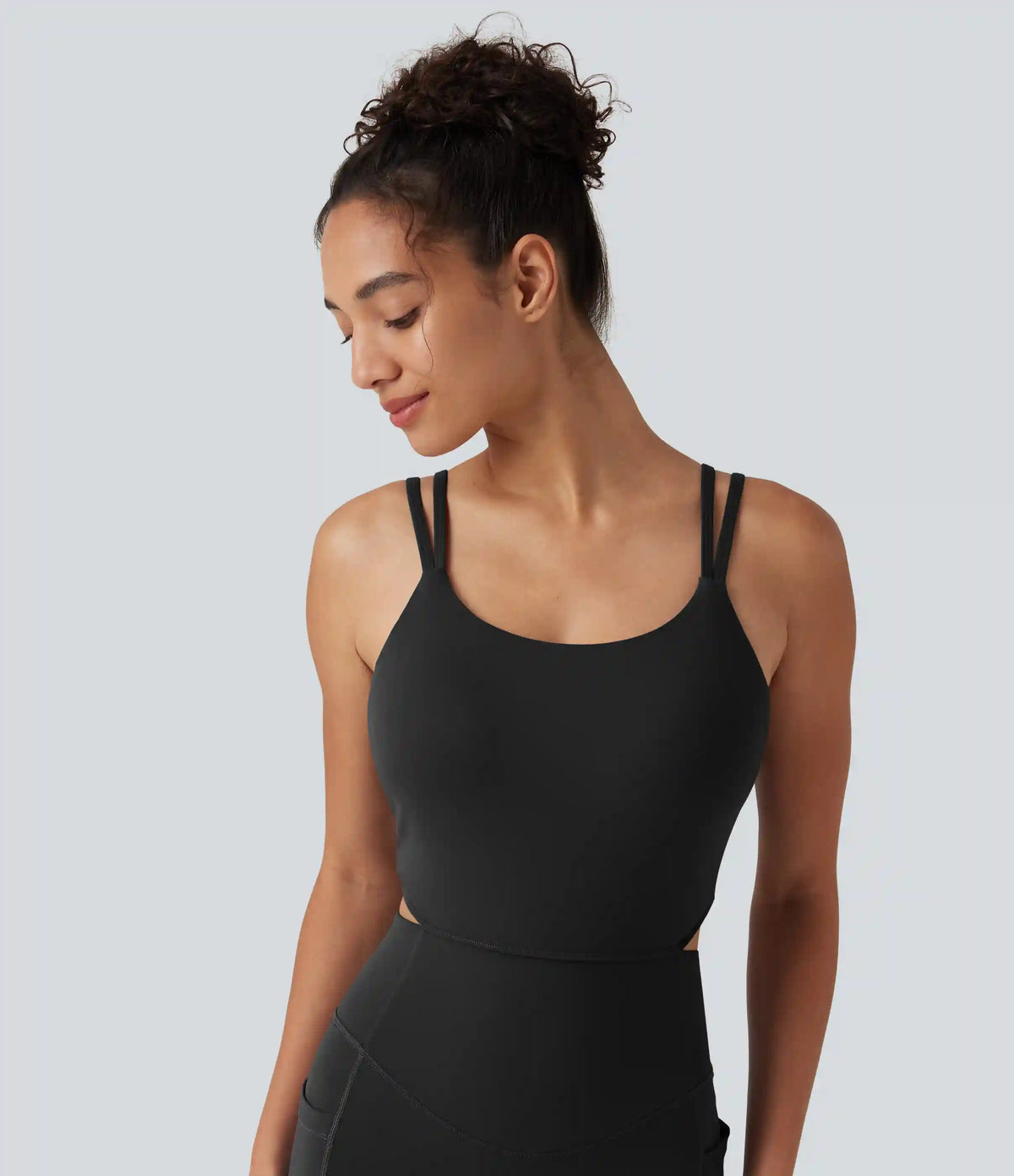 Halara UltraSculpt™ Non-Removable Pad Tummy Control Butt Lifting Ruched Yoga Jumpsuit with Pockets-Easy Peezy Edition